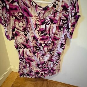 XL Worthington Abstract Purple Short Sleeve Top
